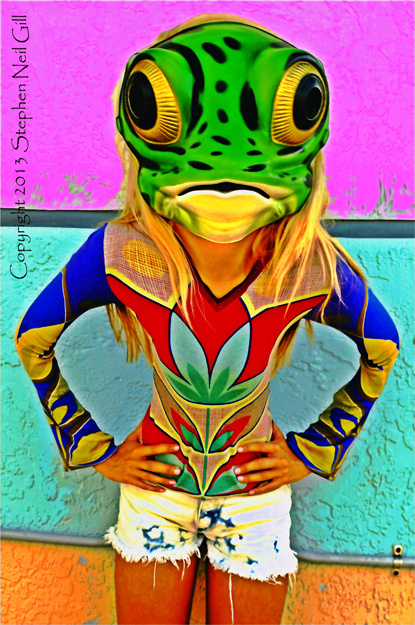 frog mask, lotus flower,