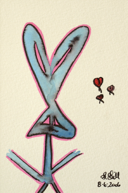bunny rabbit, three hearts
