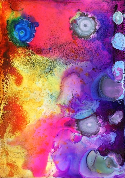 psychedelic, face, yuppo paper, ink,