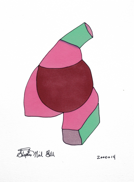 organelle, hot pink, red, green,