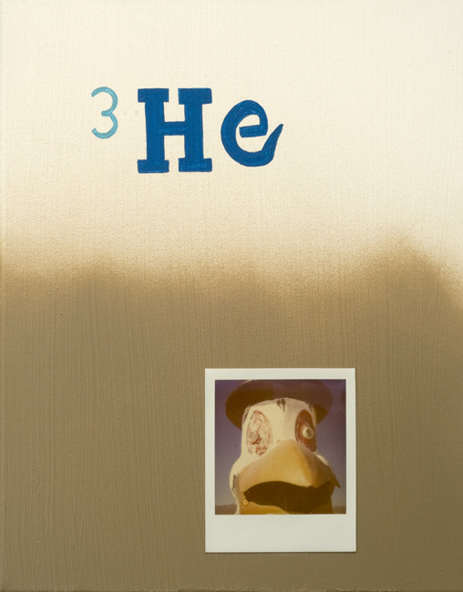 Helium 3, polaroid, mixed media,