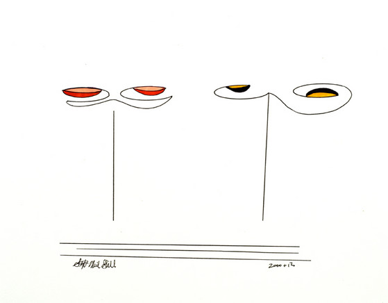 two faces, minimalism, scoop eyes,