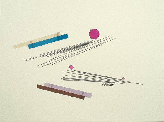 cubist, mixed media, clear tape,