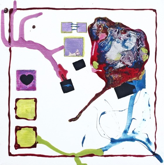 acrylic ink, drip, face