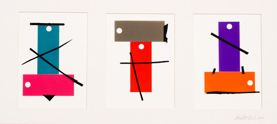 three panel mixed media collage